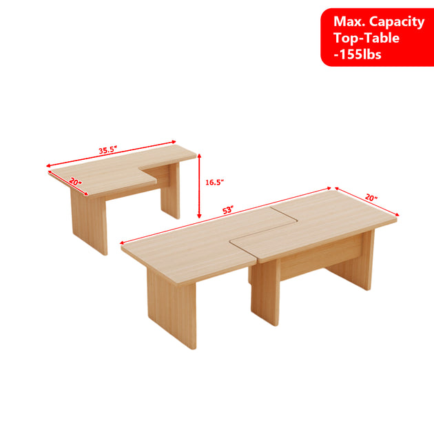 Hivvago Modular Coffee Table Set Oak 5