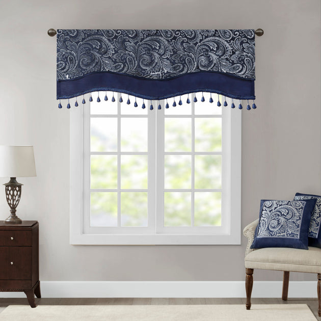 BreeBe Aubrey Rod Pocket Valance Navy 50x18in 2