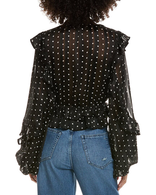 Bardot Frill Spot Blouse Blue US 2 3