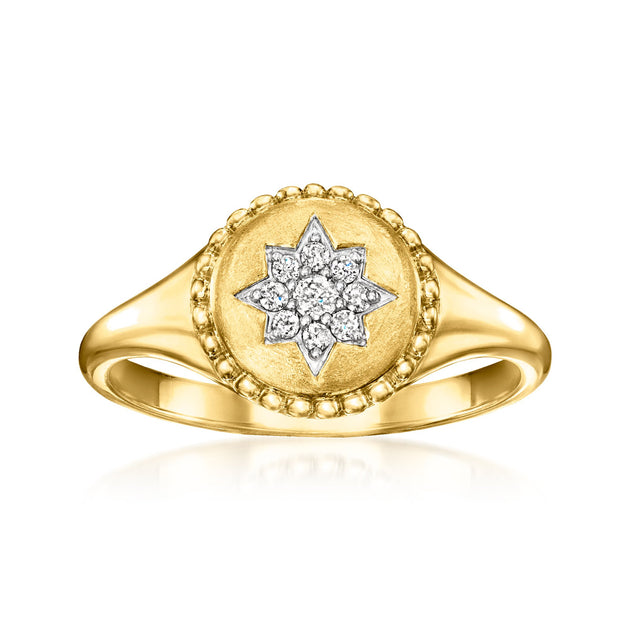 Ross-Simons Diamond Star Signet Ring White US 5 2
