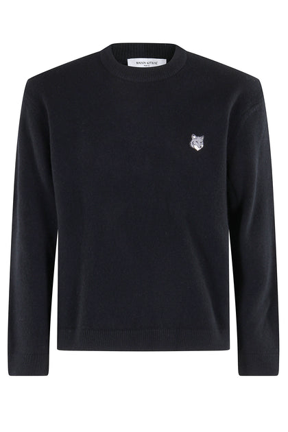Maison Kitsuné Fox Head Lambswool Jumper Black Medium 2