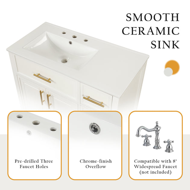 Streamdale 36in Bathroom Vanity White 4