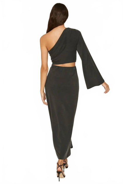 SOMETHING NAVY One Shoulder Cut Out Dress Black XSmall 3