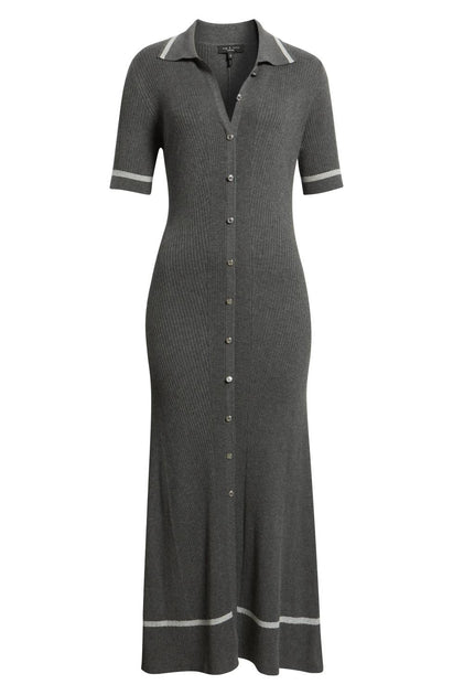 rag & bone Kassy Midi Polo Dress Grey XS 4