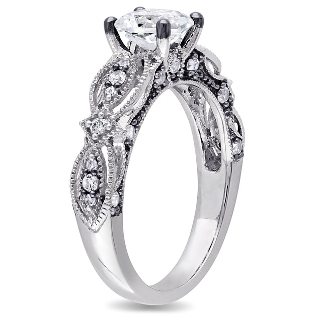 Mimi & Max Created White Sapphire and Diamond Ring Silver US 6 4