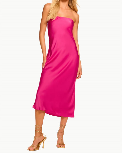 Ramy Brook Shauna Strapless Midi Dress Pink Small 2