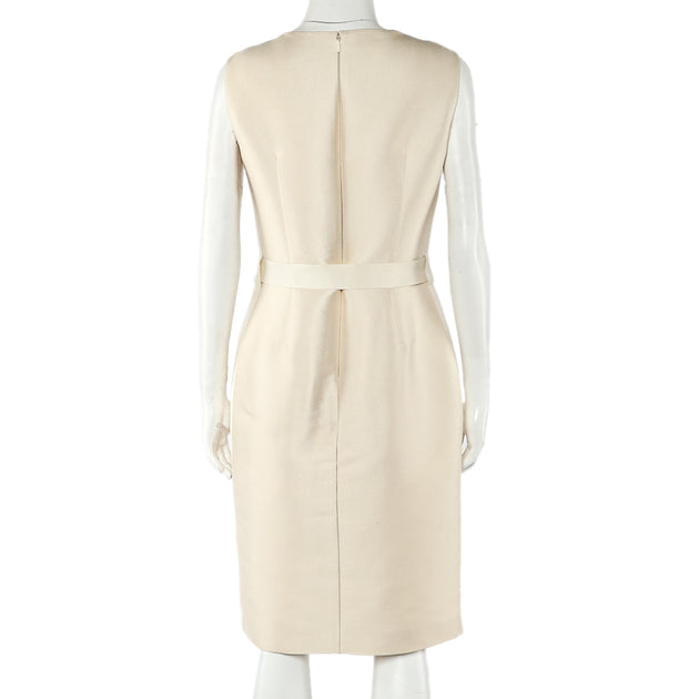 CH Carolina Herrera Sleeveless Belted Dress Cream Medium 4