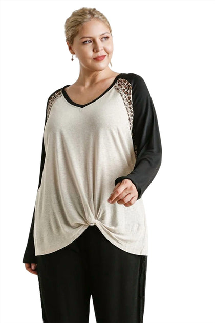 Umgee Leopard Knot Top Beige XLarge 2