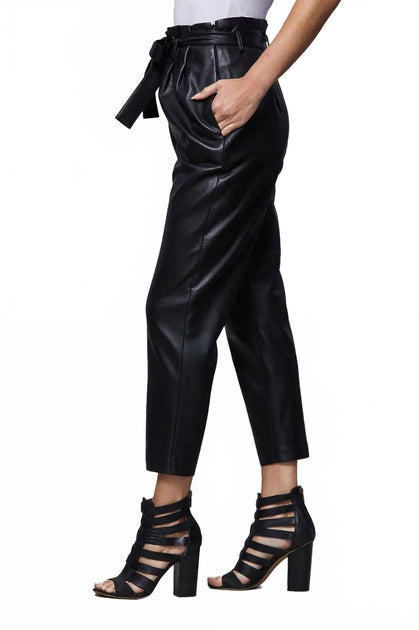 Dolce Cabo Vegan Leather Paperbag Pant Black Small 3