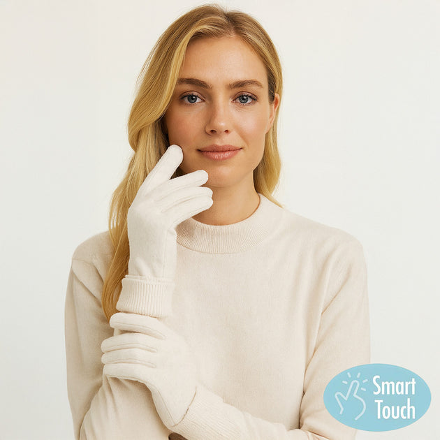 FASHNZFAB Strick Winter Smart Handschuhe Weiß 2