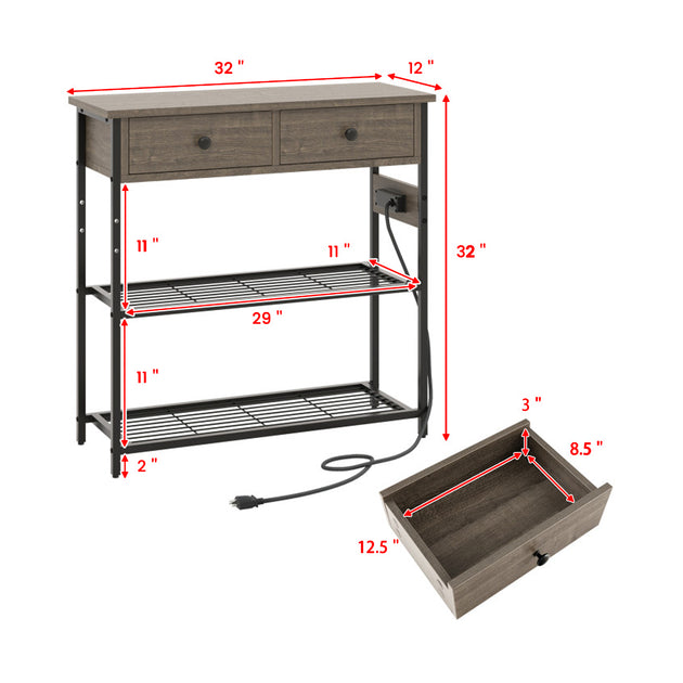 Hivvago Console Table Rustic Brown 4
