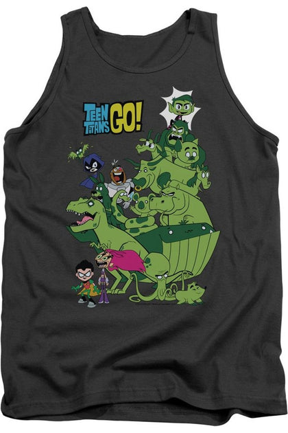Gildan Teen Titans Go Beast Boy Stack Tank Top Black Large 2