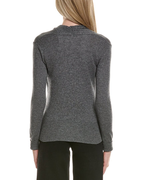 sofiacashmere Modern Faux Wrap Sweater Grey Medium 3