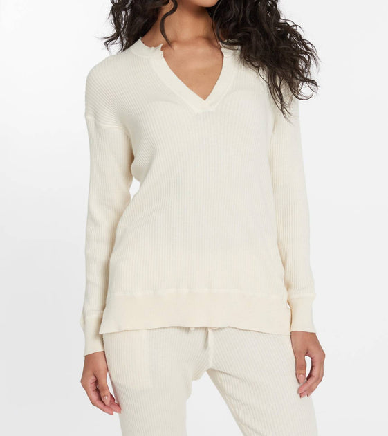LEIMERE Cabo Split Neck Top Beige XSmall 2