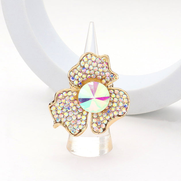 FASHNZFAB Flower Stretch Ring Silver One Size 6
