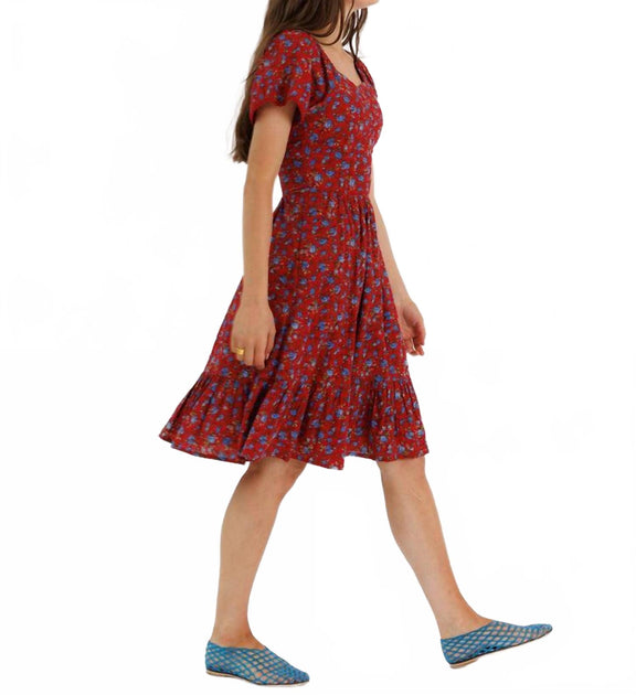 DOWNEAST Serena Midi Dress Red Small 3