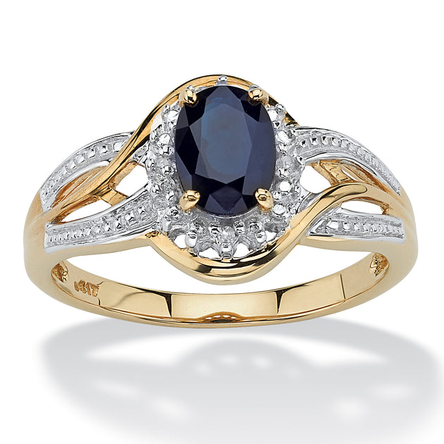 Palm Sapphire Diamond Ring Blue US 6 2