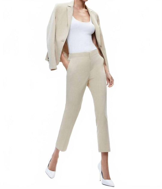 alice + olivia Nicky Chino Waistband Slim Ankle Pants Beige US 6 4