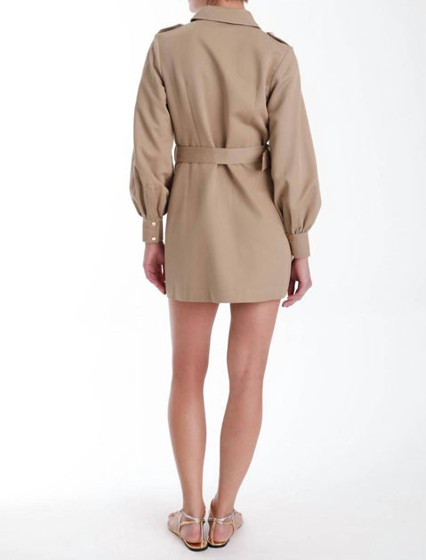 Karina Grimaldi Tiffany Belted Mini Dress Beige Small 3