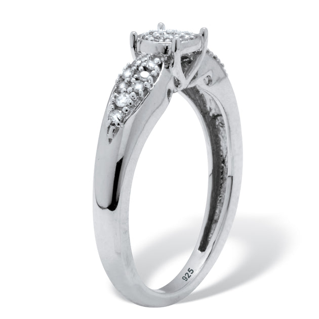 Palm .17 TCW Diamond Sterling Silver Cluster Ring Silver US 6 3