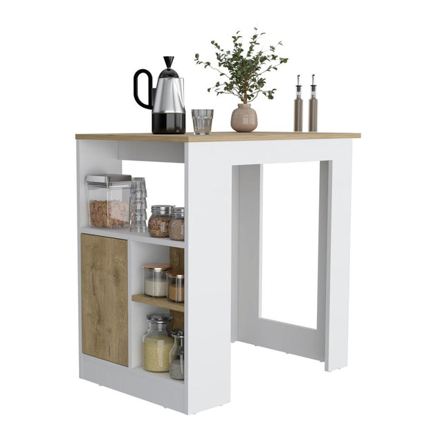 Depot E-Shop Masset Kitchen Island White/Macadamia 3