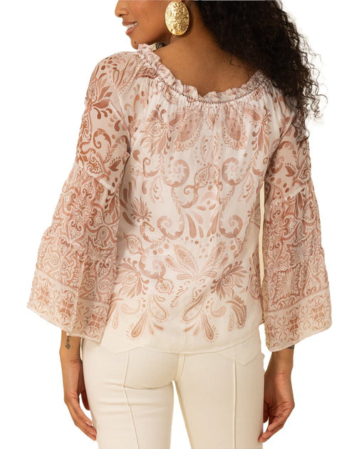 Hale Bob Myra Blouse Beige Small 3