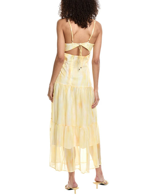 Beulah Spaghetti Strap Maxi Dress Yellow Large 3