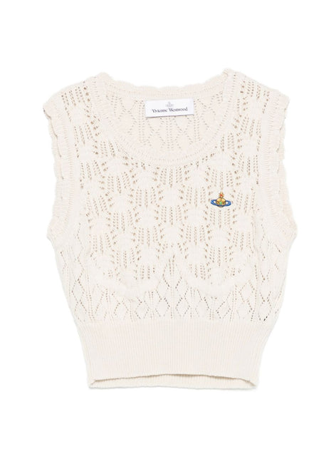 Vivienne Westwood Haut en Maille Ajourée Crème Medium 2