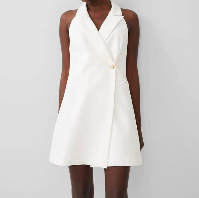 French Connection Whisper Halter Blazer Kleid Weiß US 4 2