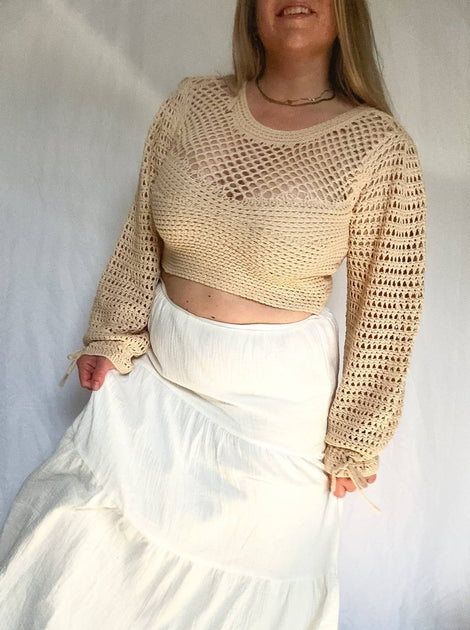 LE LIS Malia Crochet Top Beige XSmall 2