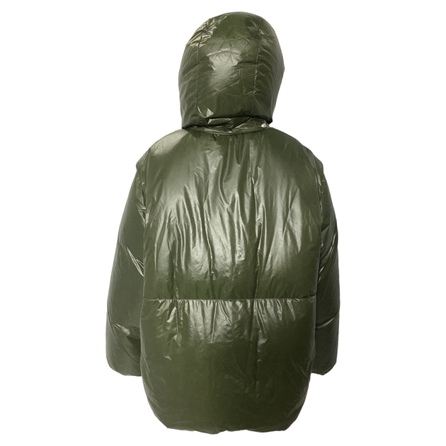 Y*様 JIL SANDER NYLON HOODIE JACKET Men's Jil Sander Zipped Hooded Down Jacket In Olive Polyamide | ShopSimon