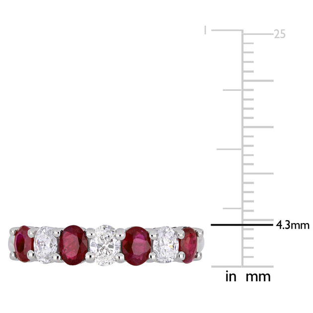 Mimi & Max Ruby Diamond Semi-Eternity Band 14k White Gold Red US 5.5 4