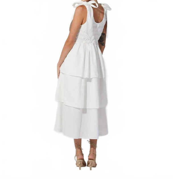 Cleobella Kaiya Ruffle Tea Dress In White