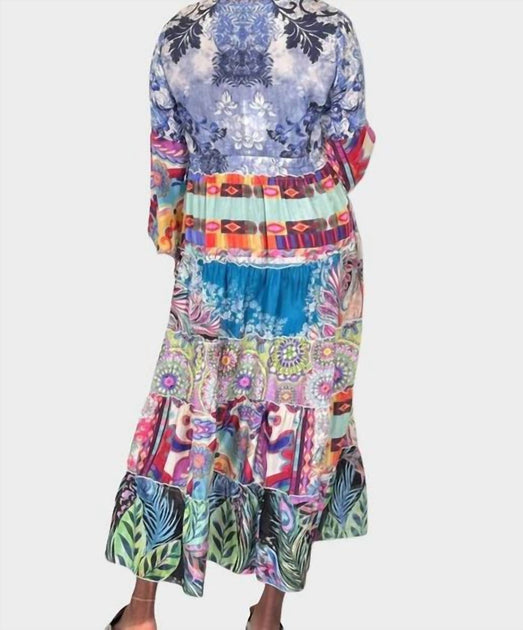 chinese dress ladies Johnny Was Dibble Tiered Dress In Denim Lace Scarf