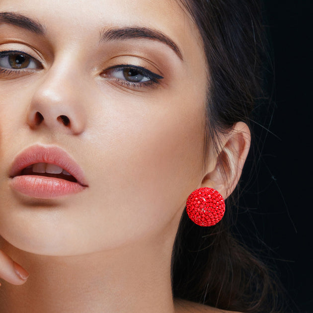 FASHNZFAB Pave Stud Earrings Siam Red 2