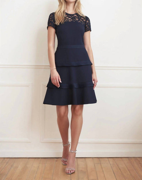 Joseph Ribkack Lace Neckline Dress Blue US 4 2