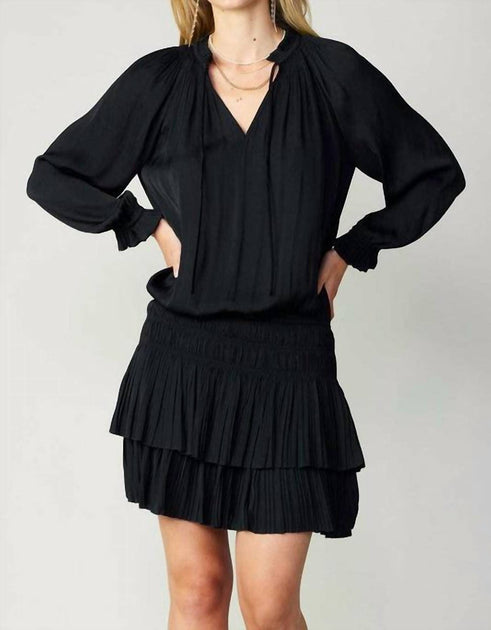 Current Air Shira Pleated Mini Dress Black XSmall 2