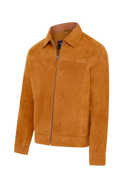 Infinity Bryne Suede Leather Biker Jacket Brown Small 4
