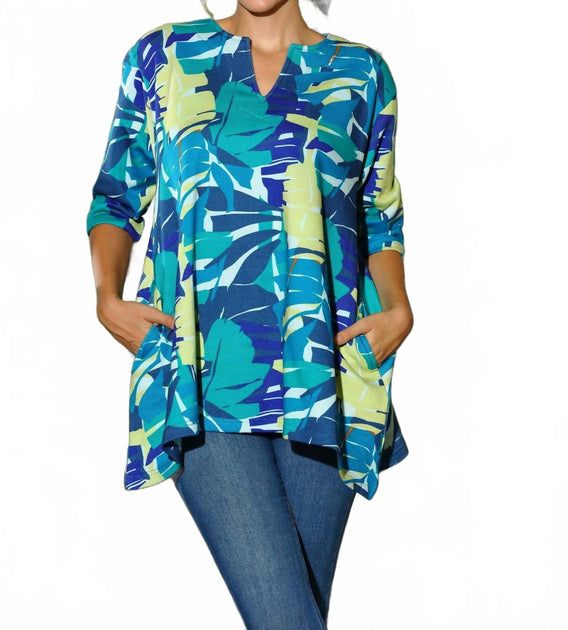 KikiSol Searenity Leaf French Terry Tunic Multi Large 2