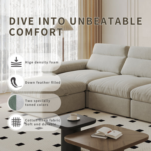 Streamdale Modular Down Linen Sofa 5