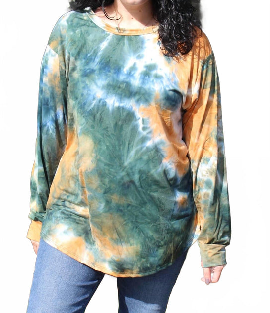 Blumin Tie Dye Long Sleeve Top Multi 3X 4