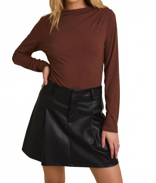 GILLI Shirred Long Sleeve Top Braun Medium 2