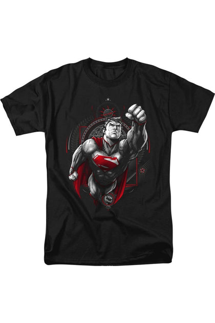 Gildan Superman Propaganda Kurzarm T-Shirt Schwarz Large 2