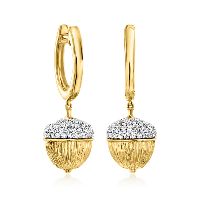 Ross-Simons Acorn Hoop Drop Earrings Silver 2