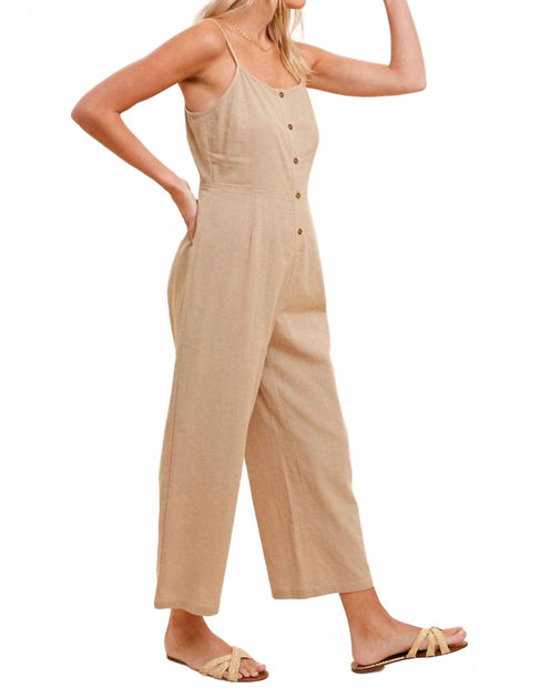 Hem & Thread Easy Woven Jumpsuit Beige Large 4