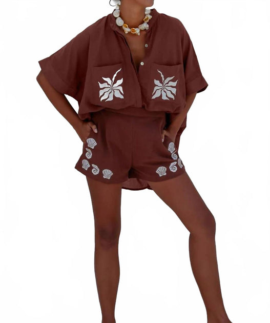 Palm Collective Elise High Rise Shorts Brown Medium 3