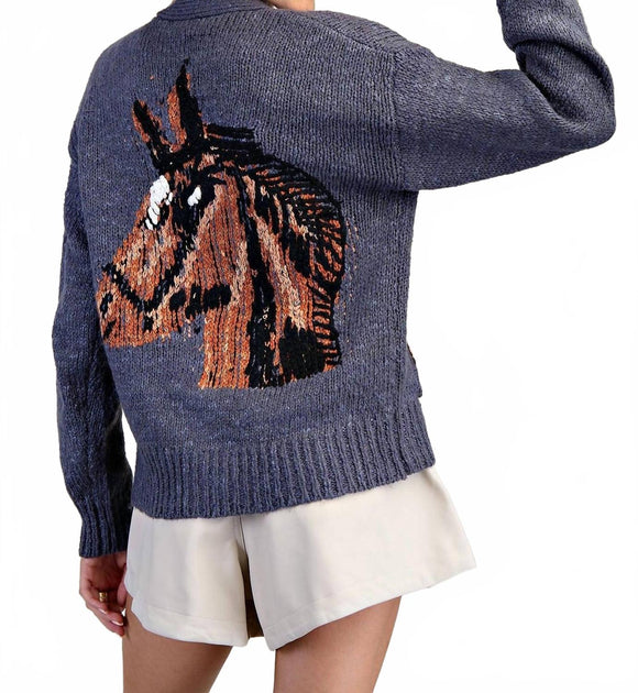 eesome Horse Graphic Cardigan Multi Large 3