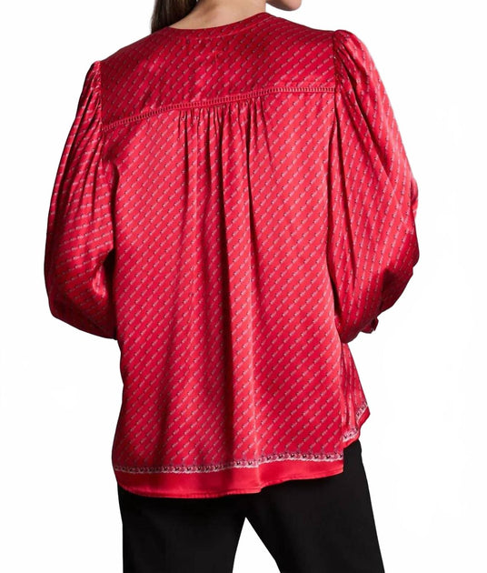 Tyler Boe Carrie Silk Charmeuse Button Top Red XS 4