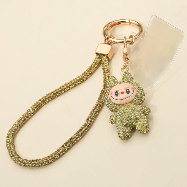 FASHNZFAB Monster Bunny Figure Phone Strap Keychain Silver One Size 4