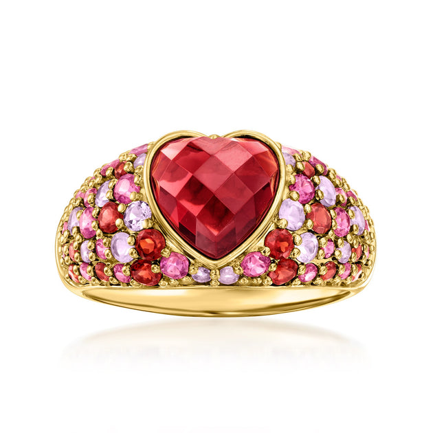 Ross-Simons Herzförmiger Granat- und Mehrstein-Ring rot Größe 8 2